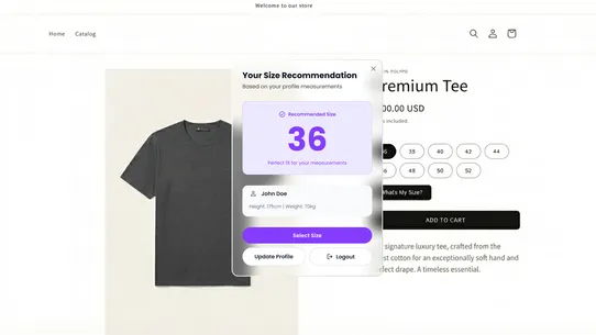 Polypo AI Size Recommender screenshot