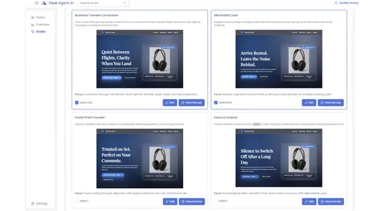 Peak Agent AI ‑ A/B Test, CRO screenshot