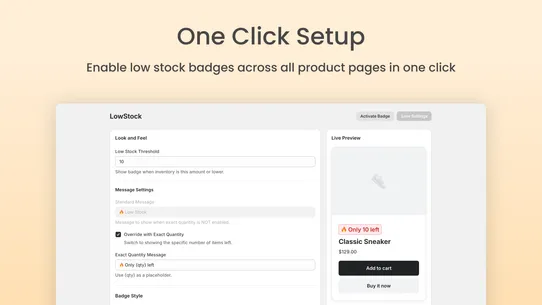 BadgeIt: Low Stock Badge screenshot