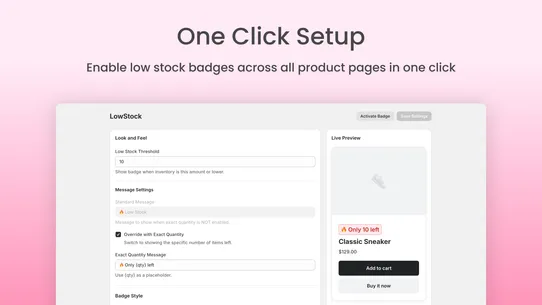 BadgeIt: Low Stock Badge screenshot