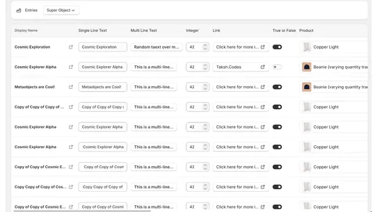 Structa Metaobject Bulk Editor screenshot