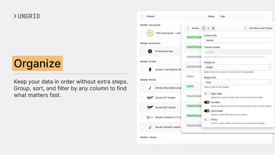 Ungrid | Custom Admin Views screenshot