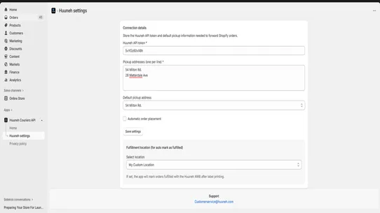 Huuneh Couriers API screenshot
