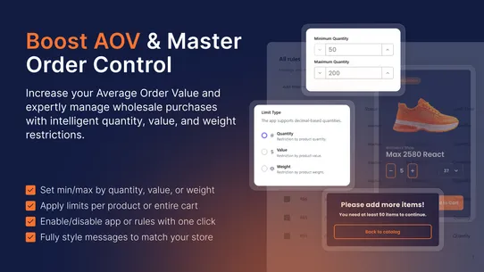 Commetiq Order Limits Quantity screenshot
