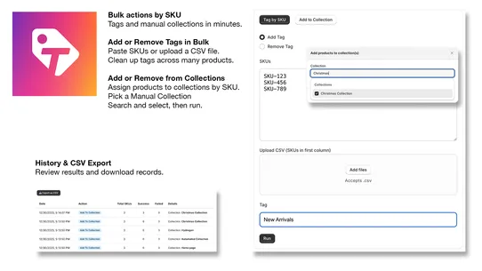 Tag By SKU / Add to Collection screenshot