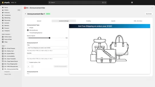 EA • Announcement Bar Banner screenshot
