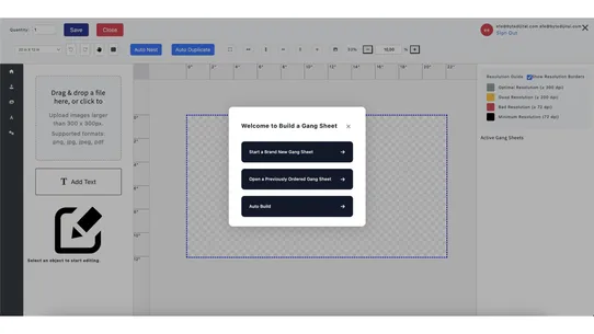 Custom Gang Sheet App screenshot