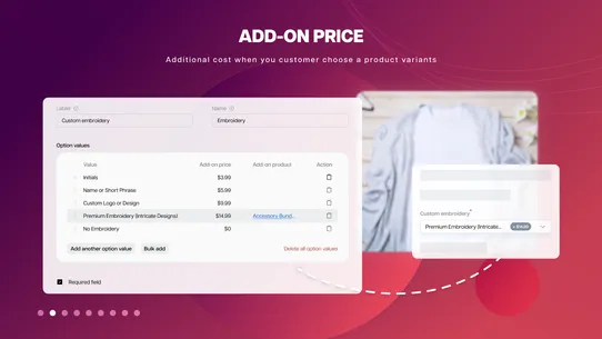 Globo Product Options, Variant screenshot