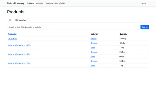 Material Inventory screenshot
