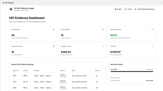 VAT Shield – EU VAT Compliance screenshot
