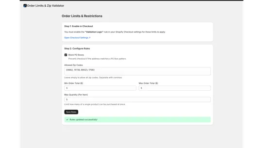 Akia Order Limits &amp; Rules screenshot