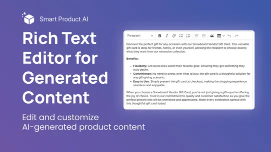 BB AI Product Description screenshot
