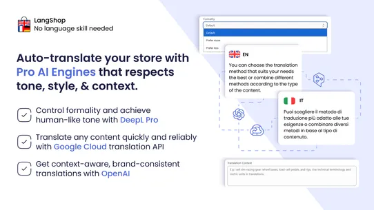 LangShop AI Language Translate screenshot