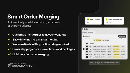Rocketly: Auto Merge Orders screenshot
