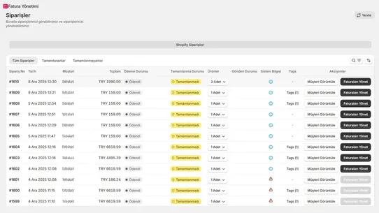 Fatura Yönetimi screenshot