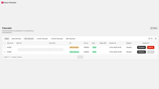 Fatura Yönetimi screenshot