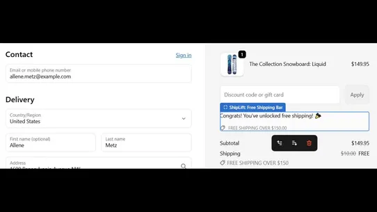 ShipLift: Free Shipping Bar screenshot