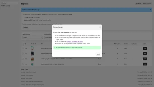 Zopi: Store Migration screenshot