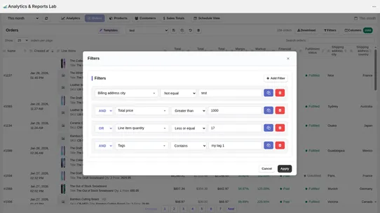 Analytics &amp; Reports Lab Cloud screenshot