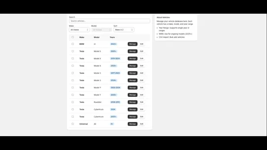 MPH ‑ Year Make Model Filter screenshot