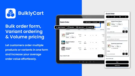 BulklyCart ‑ Bulk Order Form screenshot
