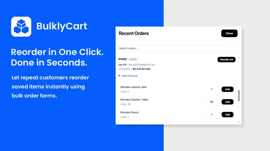 BulklyCart ‑ Bulk Order Form screenshot
