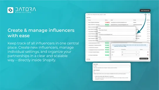 Datora | Influencer Provisions screenshot