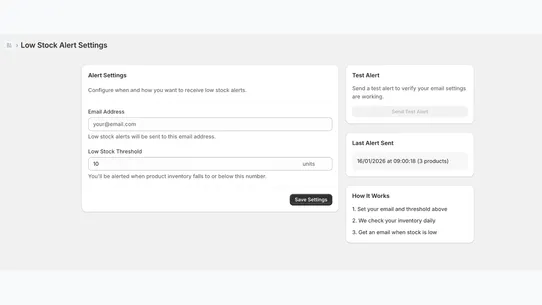 AlertStock ‑ Low Stock Alerts screenshot