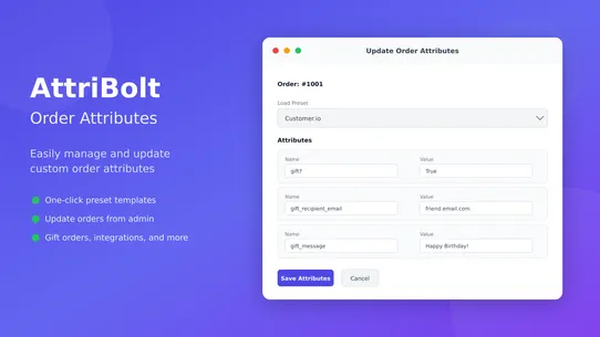 AttriBolt ‑ Order Attributes screenshot