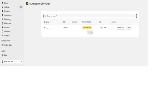 Abandoned checkouts to draft screenshot