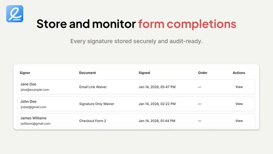 esigned: waivers &amp; esignatures screenshot