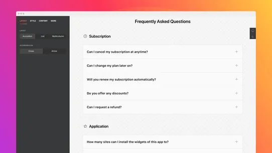 Product FAQ Page screenshot