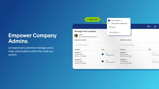 B2B Company Controls screenshot