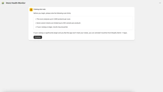 Store health monitor screenshot