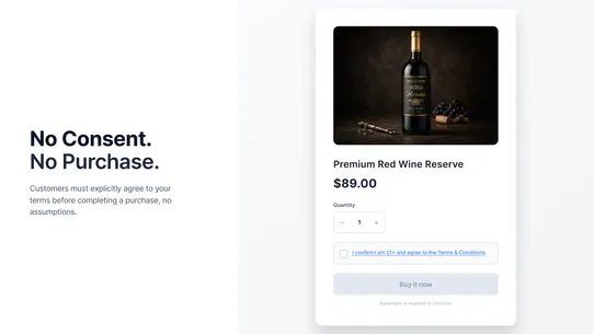 Terms and Conditions checkbox screenshot