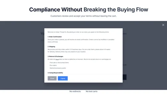 Terms and Conditions checkbox screenshot