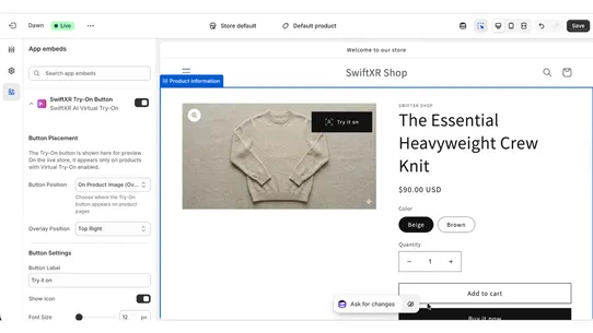 SwiftXR Virtual Try‑On screenshot