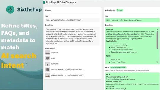 SixthShop: AEO &amp; AI Discovery screenshot