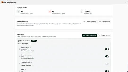CRO Agent Compare screenshot