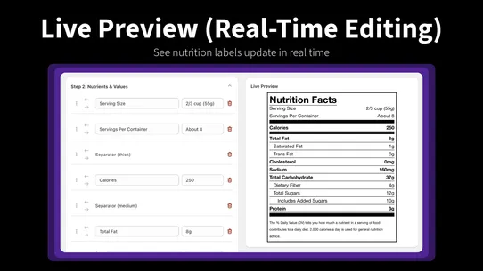 KL ‑ Nutrition Facts Label screenshot