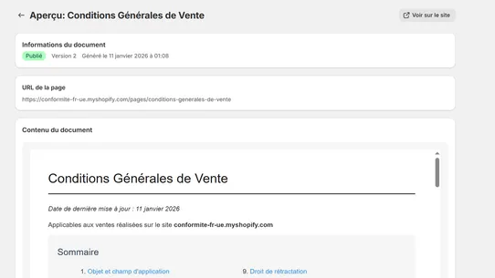 Conformité FR / UE screenshot