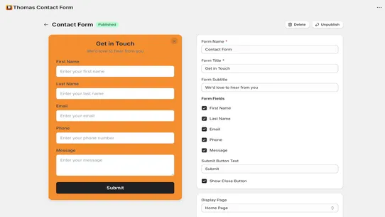 Thomas Contact Form screenshot