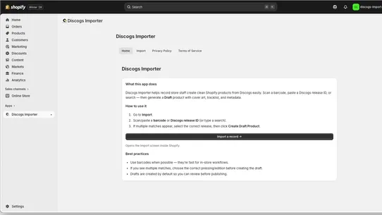 Discogs Importer screenshot