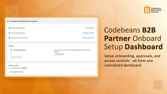 Codebeans B2B Partner Onboard screenshot