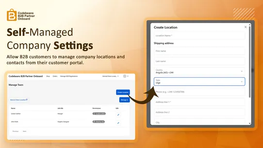 Codebeans B2B Partner Onboard screenshot