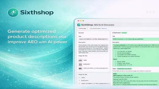 SixthShop: AI SEO &amp; Schema screenshot