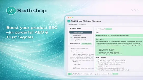 SixthShop: AI SEO &amp; Schema screenshot