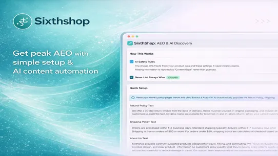 SixthShop: AI SEO &amp; Schema screenshot