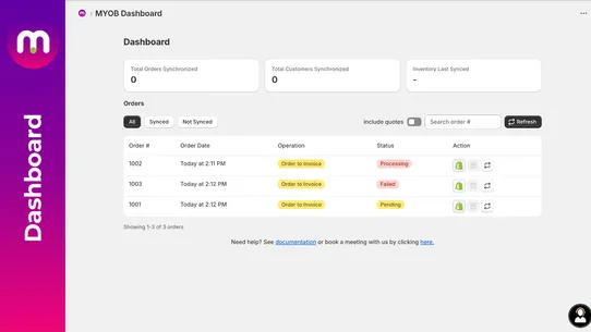 MYOB Integration screenshot