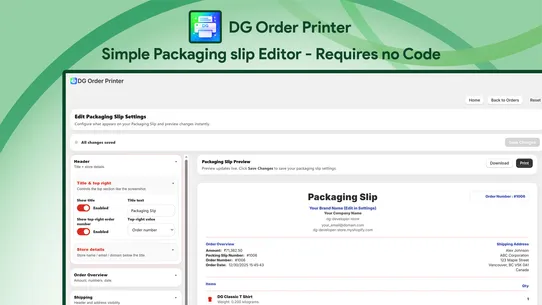 DG Order Printer screenshot